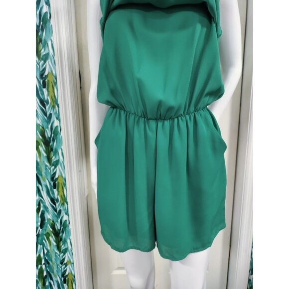 Gibson x Living in Yellow Dahlia Sleeveless Layered Romper Green Women's Size S - Picture 7 of 16